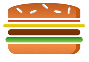 An burger with different ingredients like meat, cheese, salad